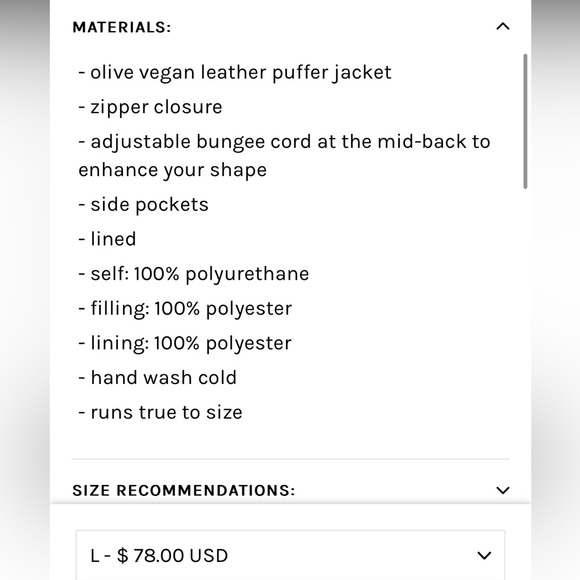 Olive green faux leather puffer jacket - Picture 6 of 6